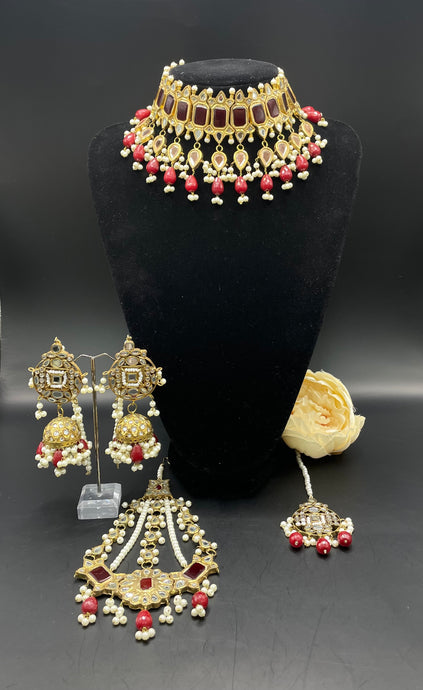 Red and gold mirror bridal set