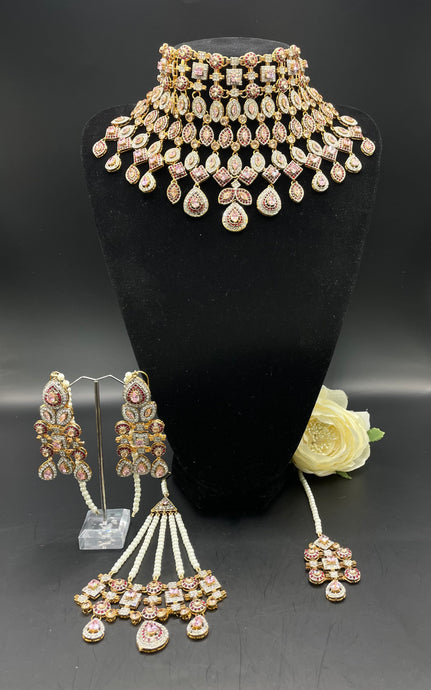 Pink and gold with red bridal set