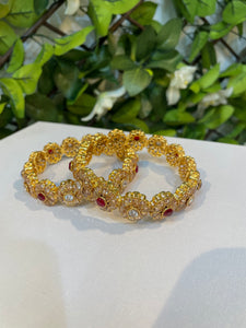 Gold and ruby bangles - House Of Swavo