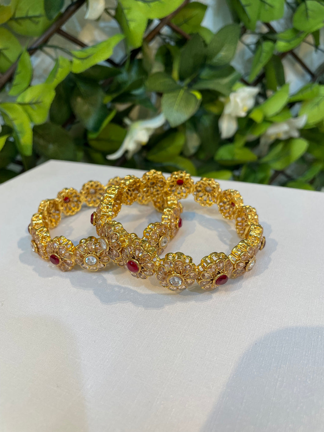 Gold and ruby bangles - House Of Swavo