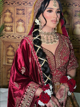 Load image into Gallery viewer, Burgundy and Pink Velvet Shawl - House Of Swavo