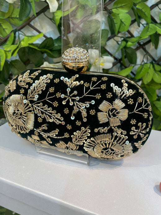 Green Velvet Oval Clutch - House Of Swavo