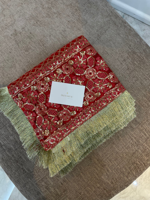 Red and gold lightweight scarf - House Of Swavo