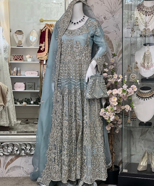 Mahduri Light Blue Bridal Gown - House Of Swavo