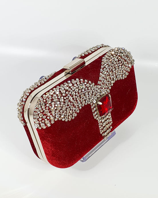 Gatsby Velvet Diamante Bespoke Clutch - House Of Swavo