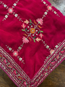 Red Multi Velvet Scarf - House Of Swavo